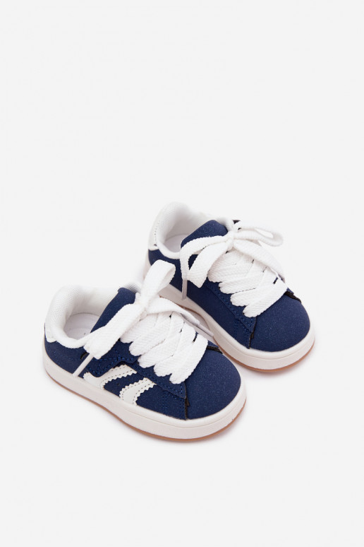 Kindersneaker mit Klettverschlüssen aus Kunstleder in dunkelblauer Farbe Zoya