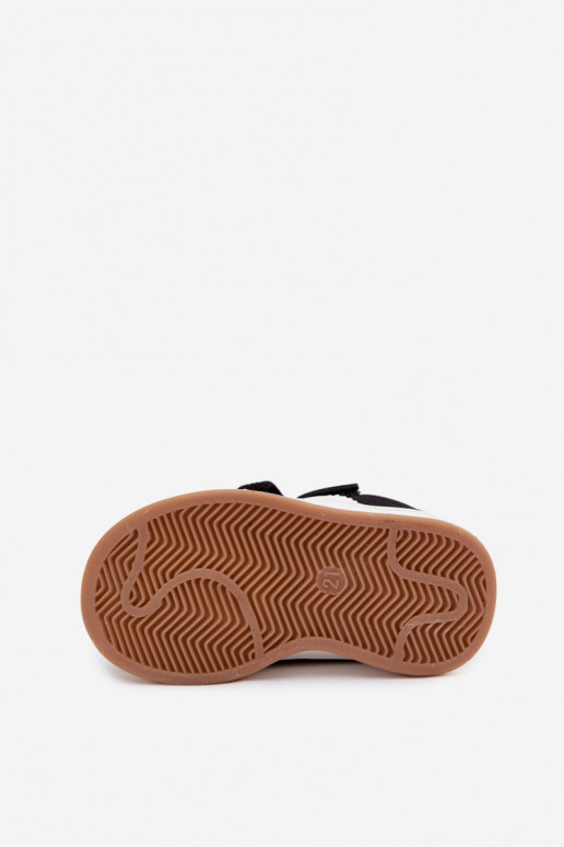 Baskets pour enfants avec fermetures Velcro en cuir synthétique couleur noire Zoya