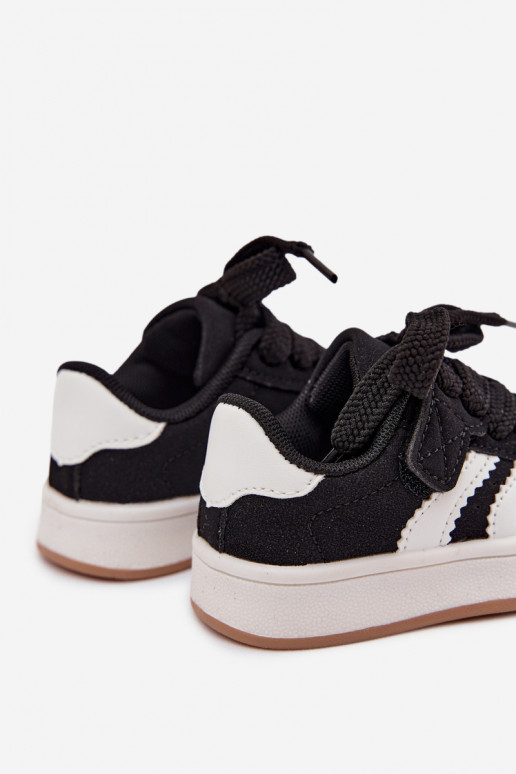 Baskets pour enfants avec fermetures Velcro en cuir synthétique couleur noire Zoya