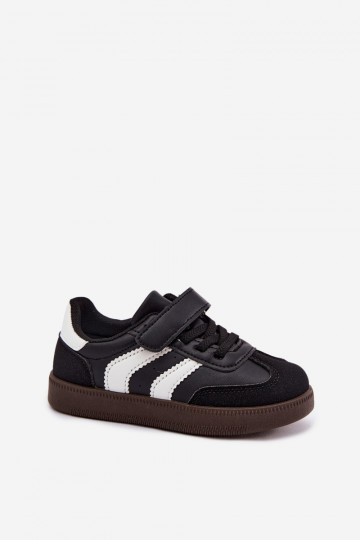 Baskets pour enfants avec fermetures Velcro en cuir synthétique couleur noire Ronja