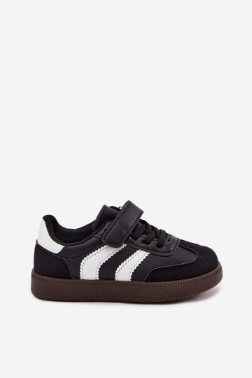 Kindersneakers met klittenband sluitingen van faux leather in zwarte kleur Ronja 2