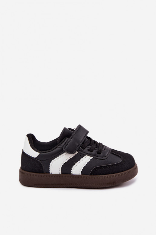 Kindersneaker mit Klettverschlüssen aus Kunstleder in schwarzer Farbe Ronja