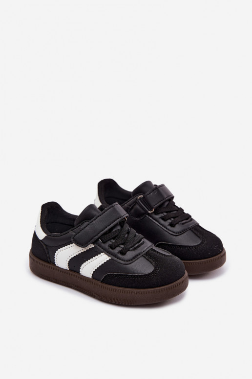 Kindersneakers met klittenband sluitingen van faux leather in zwarte kleur Ronja