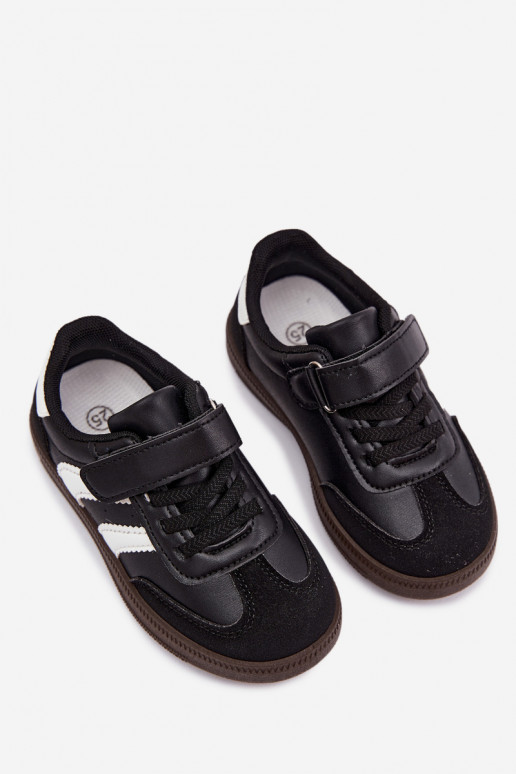 Baskets pour enfants avec fermetures Velcro en cuir synthétique couleur noire Ronja