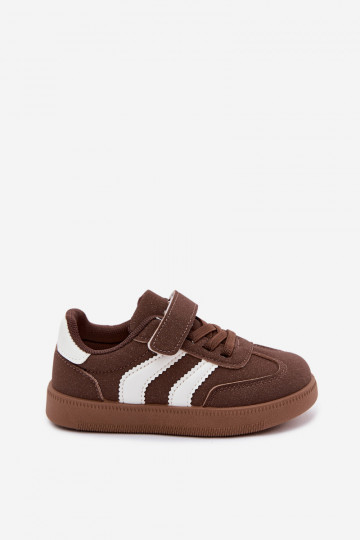 Baskets pour enfants avec fermetures Velcro en cuir synthétique couleur marron Ronja 2