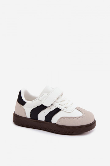 Kindersneakers met klittenband sluitingen van faux leather in witte kleur Ronja