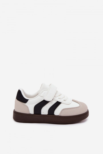 Kindersneakers met klittenband sluitingen van faux leather in witte kleur Ronja 2