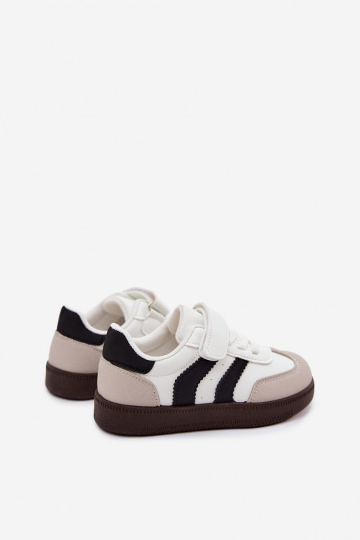 Baskets pour enfants avec fermetures Velcro en cuir synthétique couleur blanche Ronja