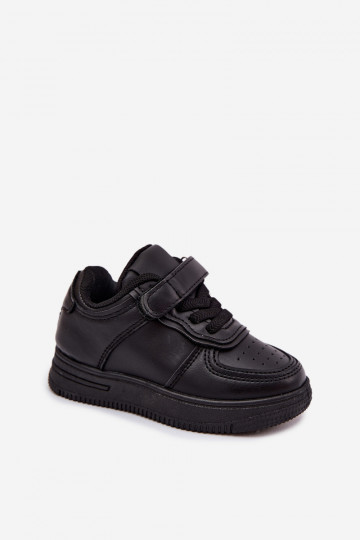 Baskets pour enfants en cuir synthétique couleur noire Liora