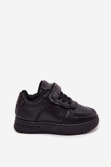 Baskets pour enfants en cuir synthétique couleur noire Liora 2