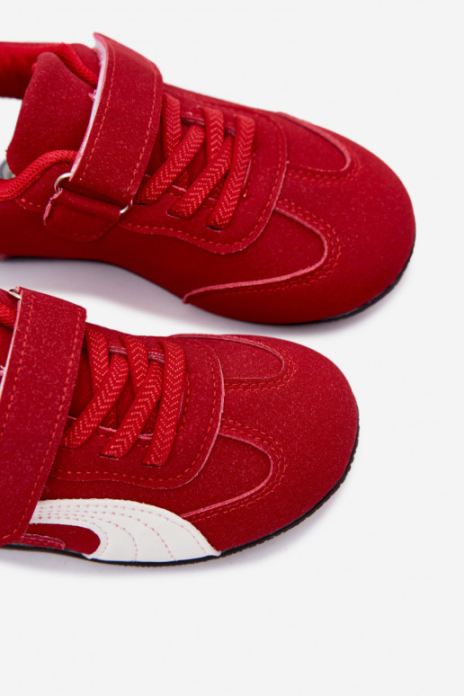 Kindersneakers met klittenband sluitingen in rode kleur Perrin