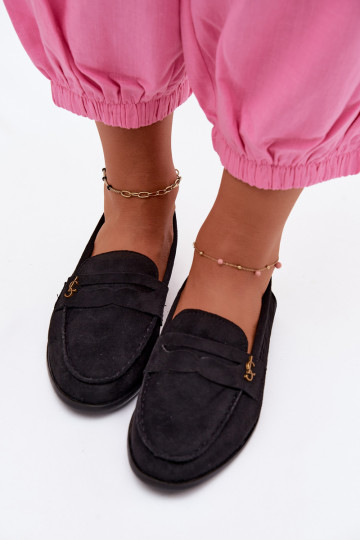 Zwarte faux suede dames mocassins Prestelle