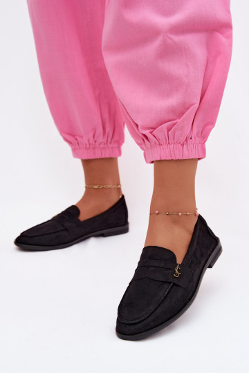 Zwarte faux suede dames mocassins Prestelle 2