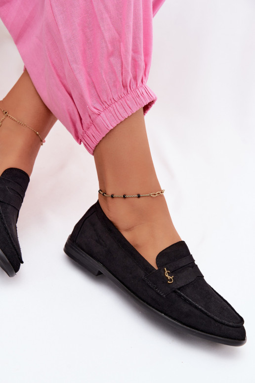 Mocassins pour femmes en daim synthétique noirs Prestelle