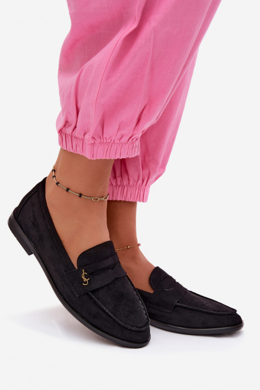 Zwarte faux suede dames mocassins Prestelle