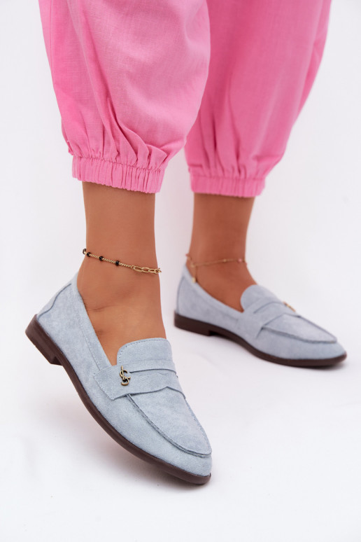 Blauwe faux suede dames mocassins Prestelle