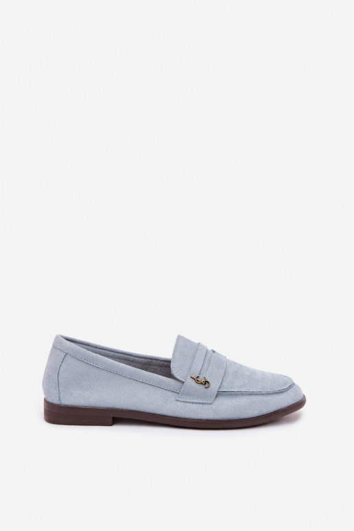 Blauwe faux suede dames mocassins Prestelle