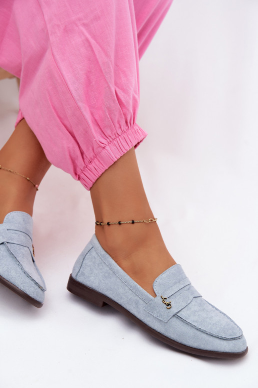 Blauwe faux suede dames mocassins Prestelle