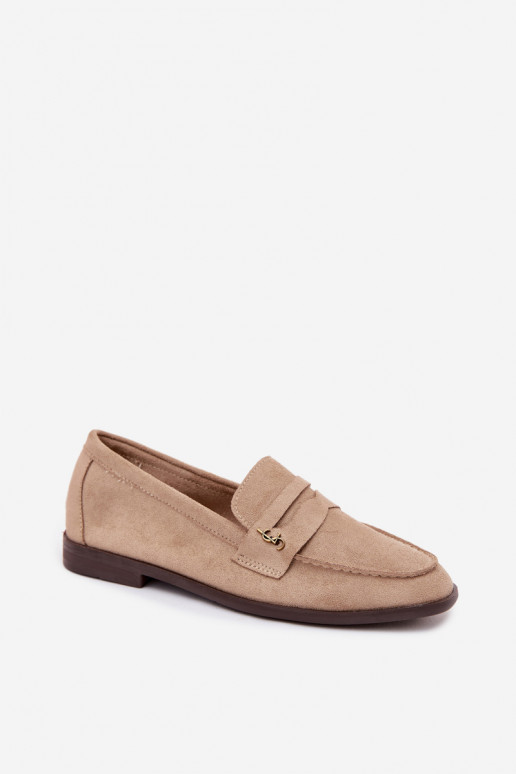 Beige Kunstveloursleder Damenmokassins Prestelle