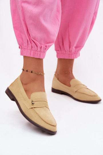 Gele faux suede dames mocassins Prestelle 2