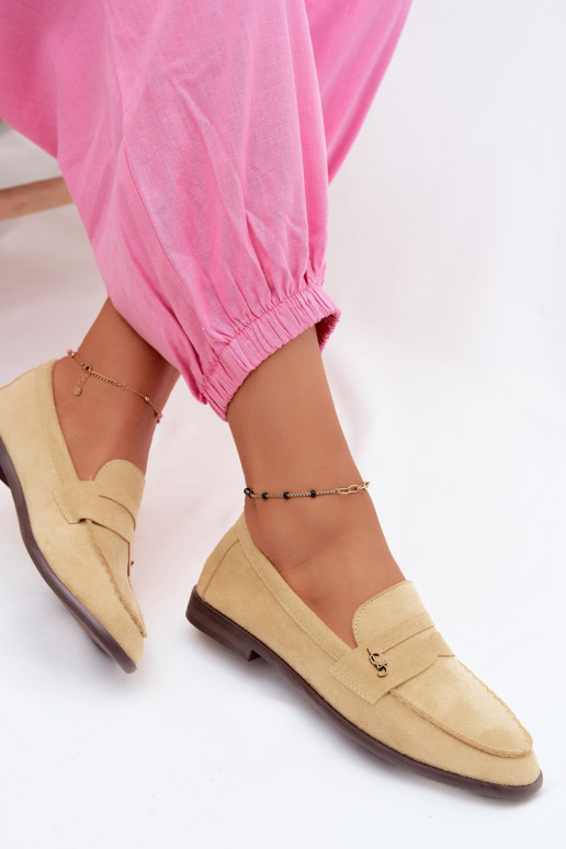 Mocassins pour femmes en daim synthétique jaunes Prestelle