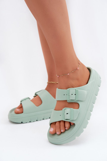 Chaussons femme avec plateforme en mousse en menthe Melorea 2