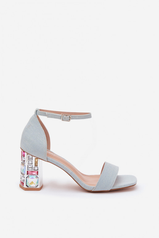 Sandales à talons hauts pour femmes avec des clous scintillants en denim Cloudie