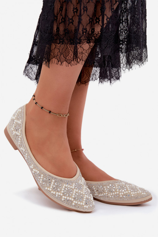 Ballerines pour femmes avec décoration couleur sable Lemonia
