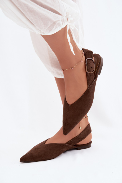 Ballerines pour femmes avec boucles en couleur chocolat Tanelia