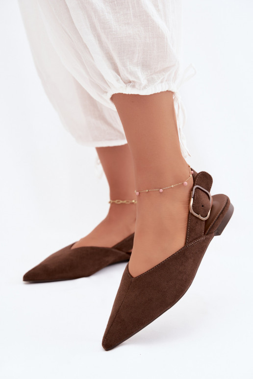 Ballerines pour femmes avec boucles en couleur chocolat Tanelia