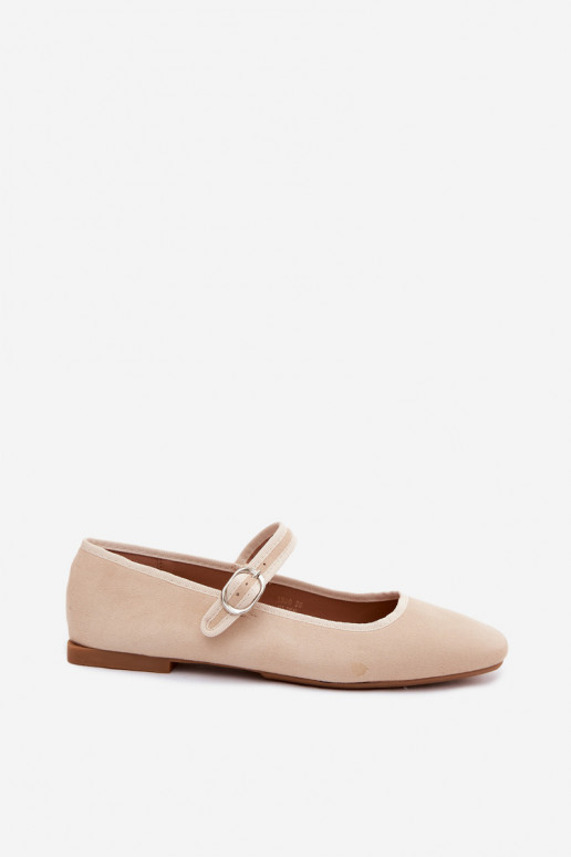 Ballerines femmes avec brides en couleur sable en daim synthétique Birchia