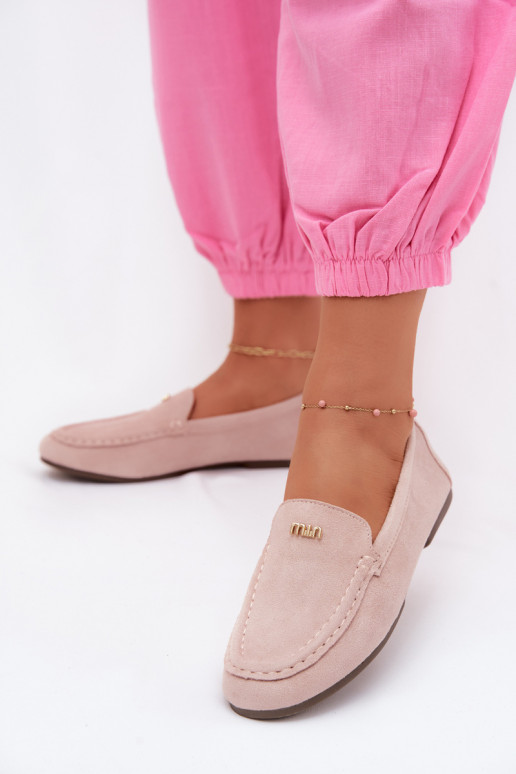 Mocassins pour hommes avec détails dorés en rose Sarivelle