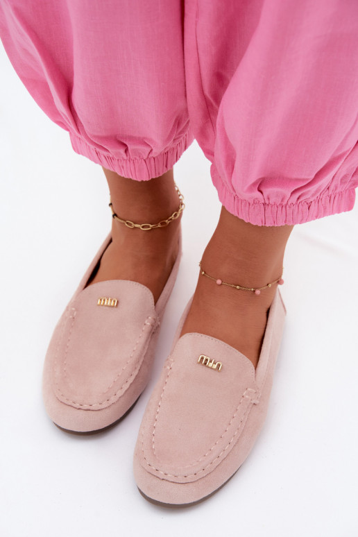 Mocassins pour hommes avec détails dorés en rose Sarivelle