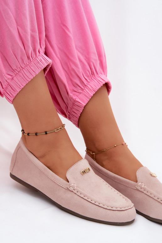 Mocassins pour hommes avec détails dorés en rose Sarivelle