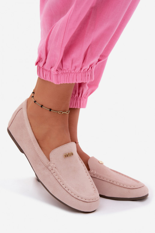 Herenmokassins met gouden details in roze Sarivelle