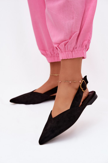 Ballerines avec boucles dorées en daim synthétique noir Palerra 2