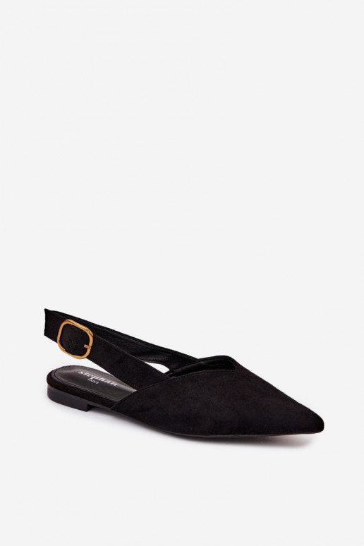 Balerina's met gouden gespen van faux suede in zwart Palerra