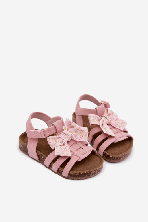 Sandales pour enfants avec nœuds en rose Bessa