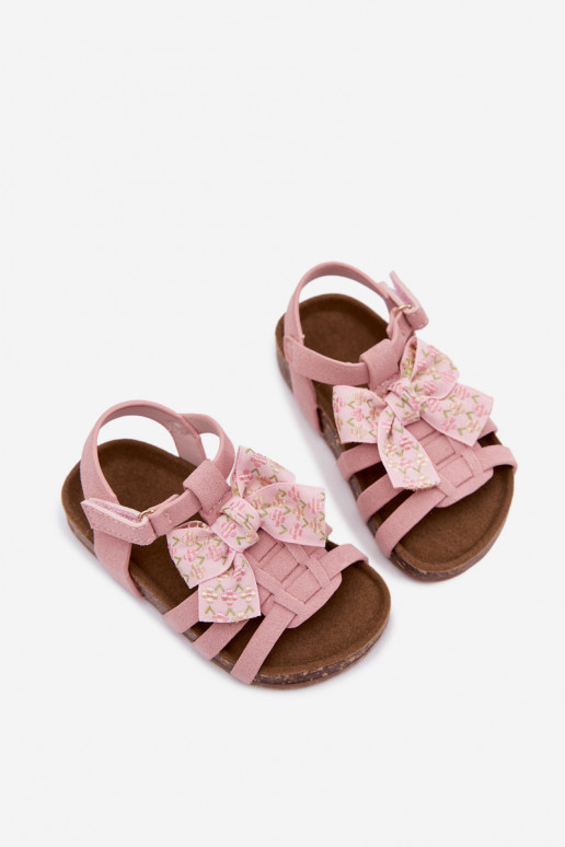 Sandales pour enfants avec nœuds en rose Bessa