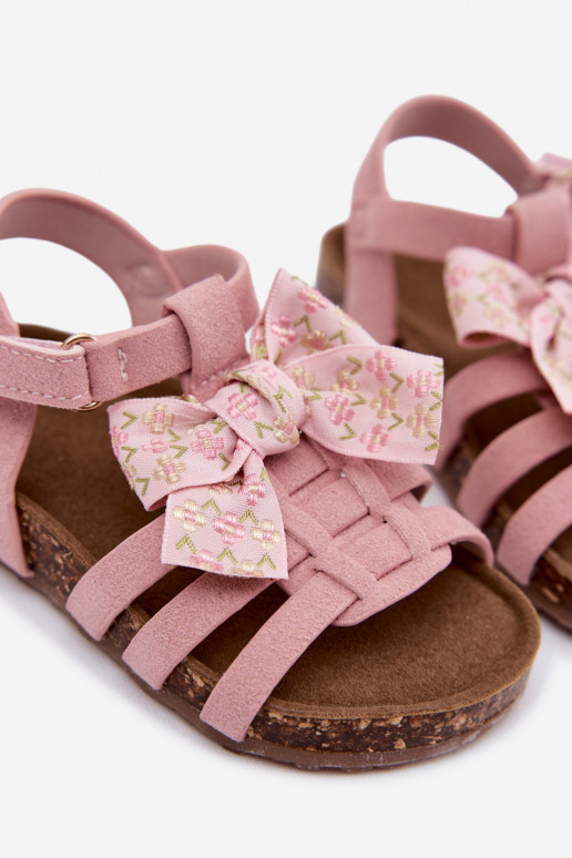 Sandales pour enfants avec nœuds en rose Bessa