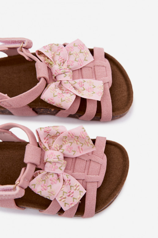 Sandales pour enfants avec nœuds en rose Bessa