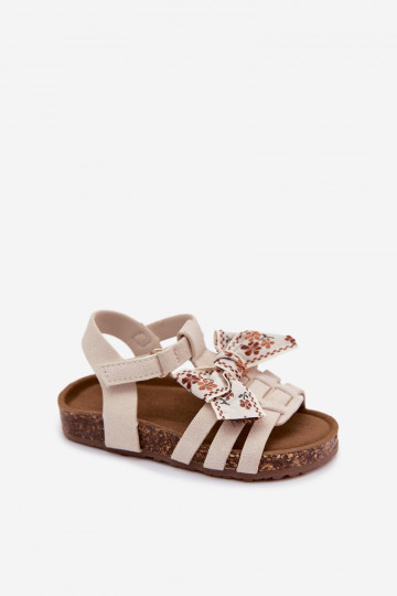 Kinder sandalen met strikken in ivoor Bessa