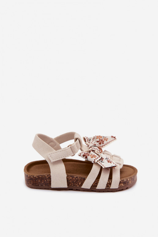Kinder sandalen met strikken in ivoor Bessa