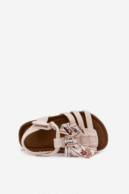 Kinder sandalen met strikken in ivoor Bessa