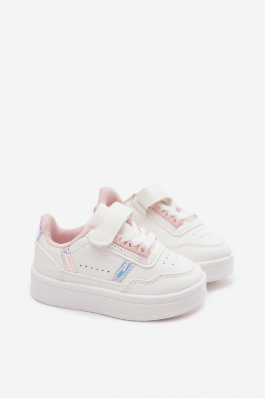 Chaussures de sport pour enfants avec Velcro en blanc-rose Tailva