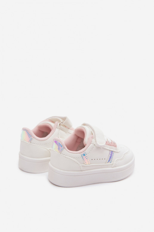 Chaussures de sport pour enfants avec Velcro en blanc-rose Tailva