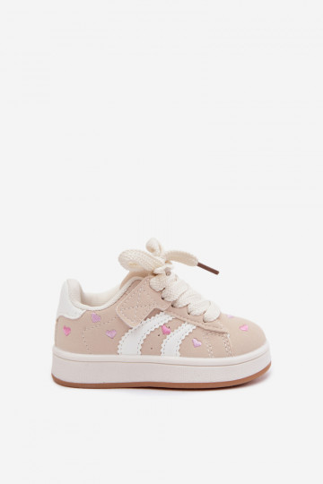 Baskets pour enfants avec des cœurs couleur sable Embla 2