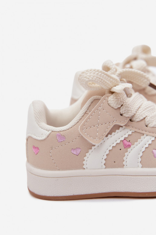 Kinder sneakers met hartjes in zandkleur Embla
