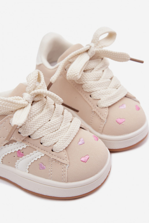 Baskets pour enfants avec des cœurs couleur sable Embla