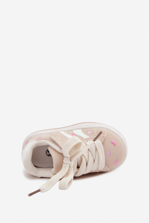 Baskets pour enfants avec des cœurs couleur sable Embla